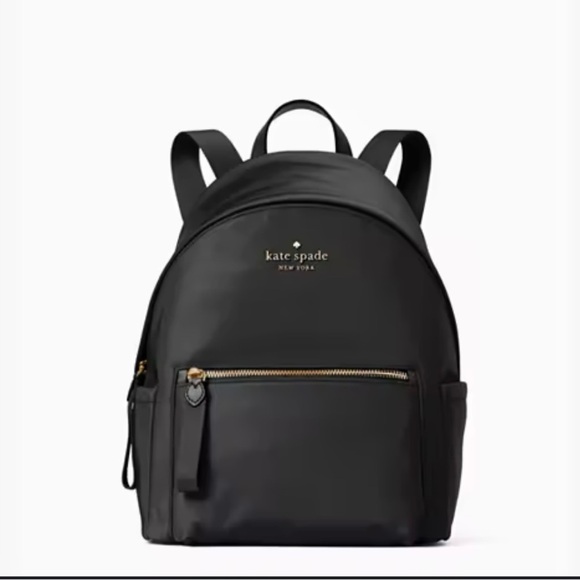 Kate Spade Chelsea NY Medium Nylon Backpack Travel Work Career Black - Picture 1 of 12